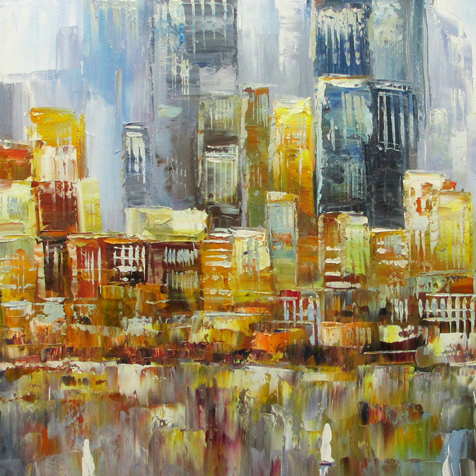 City New York Oil Painting On Canvas Wall Art for Living Room Bedroom Home Office Decorations - Click Image to Close